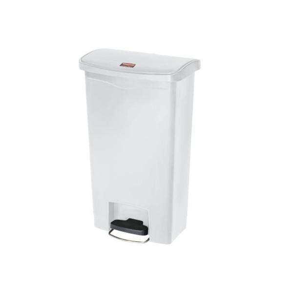 Can Trsh Slim Jim Rsn 13g StpOn Pdl Hng Ld Frnt Stp Wht Rctngl Ea